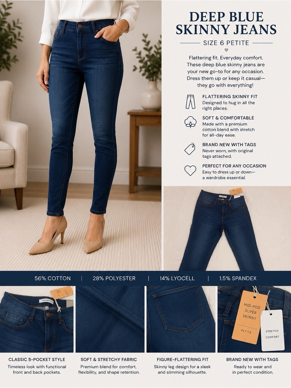 👖 Blue Skinny Jeans - Women's Skinny Fit